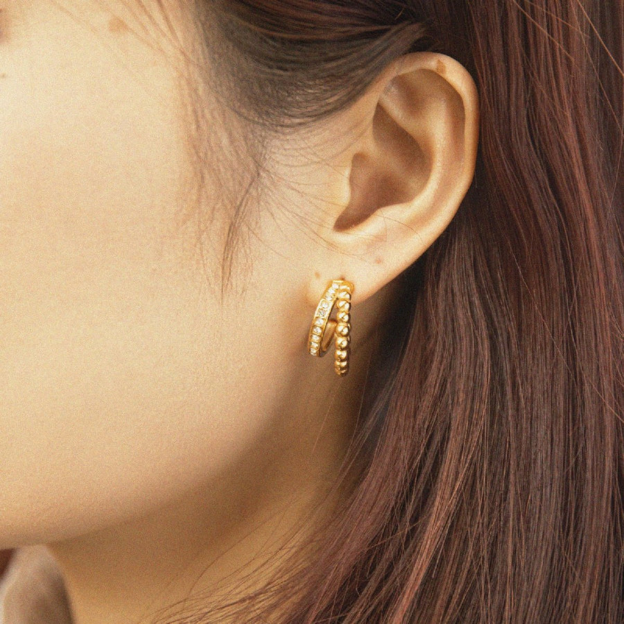 Beams & Zircon Earrings - Zinfu