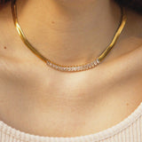 Blade Chain Necklace with Zircon - Zinfu