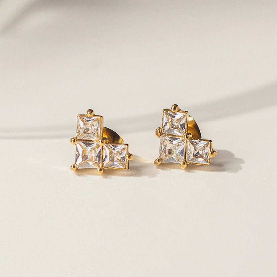 Circular Zircon Stud Earrings - Zinfu