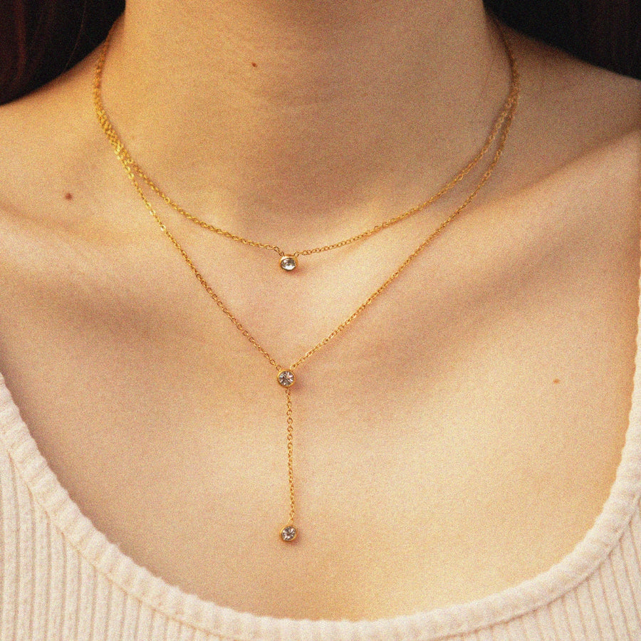 Double layer Y-shaped Necklace - Zinfu