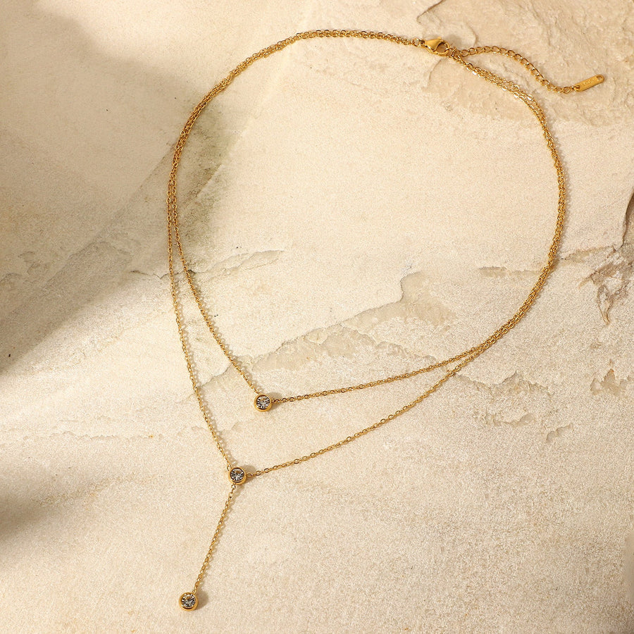 Double layer Y-shaped Necklace - Zinfu