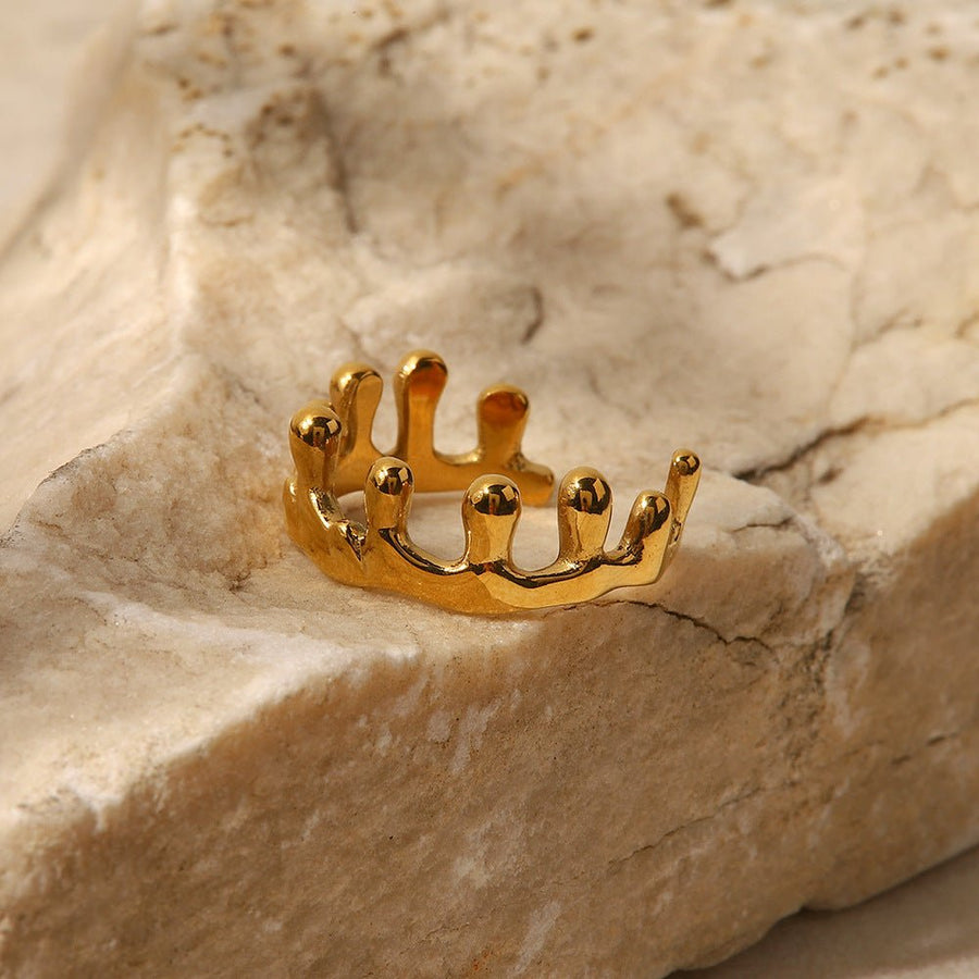 Gold Crown Open Ring - Zinfu