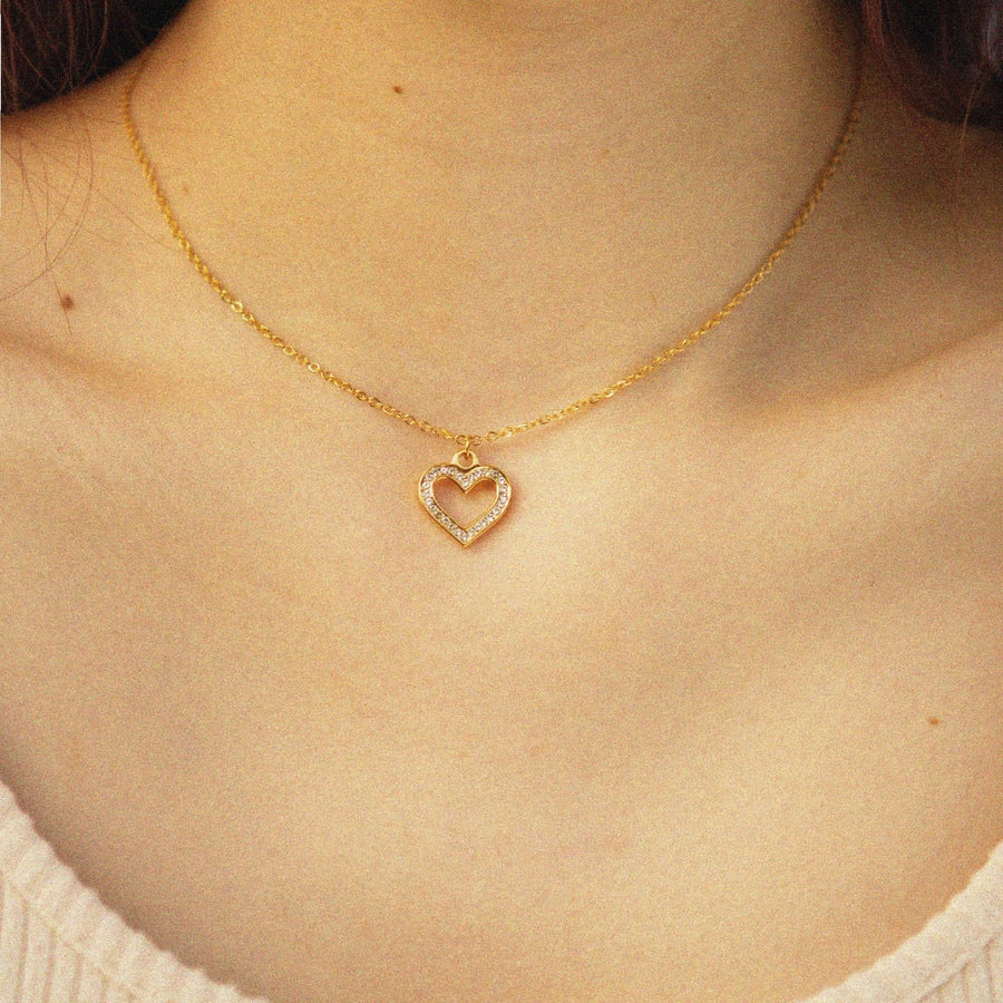 Hollow heart pendant Necklace - Zinfu