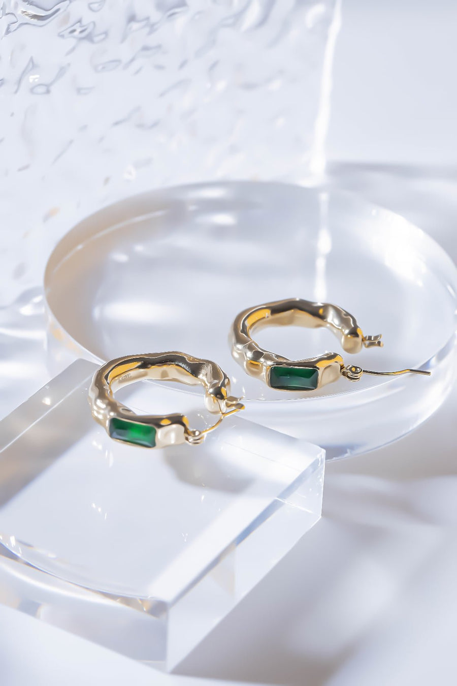 Liquid Metal & Emerald - Earring - Zinfu