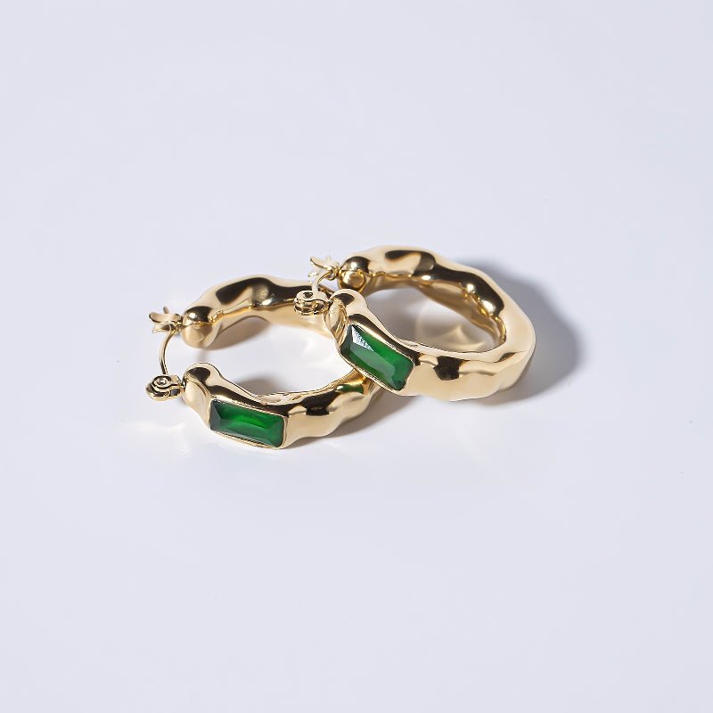 Liquid Metal & Emerald - Earring - Zinfu