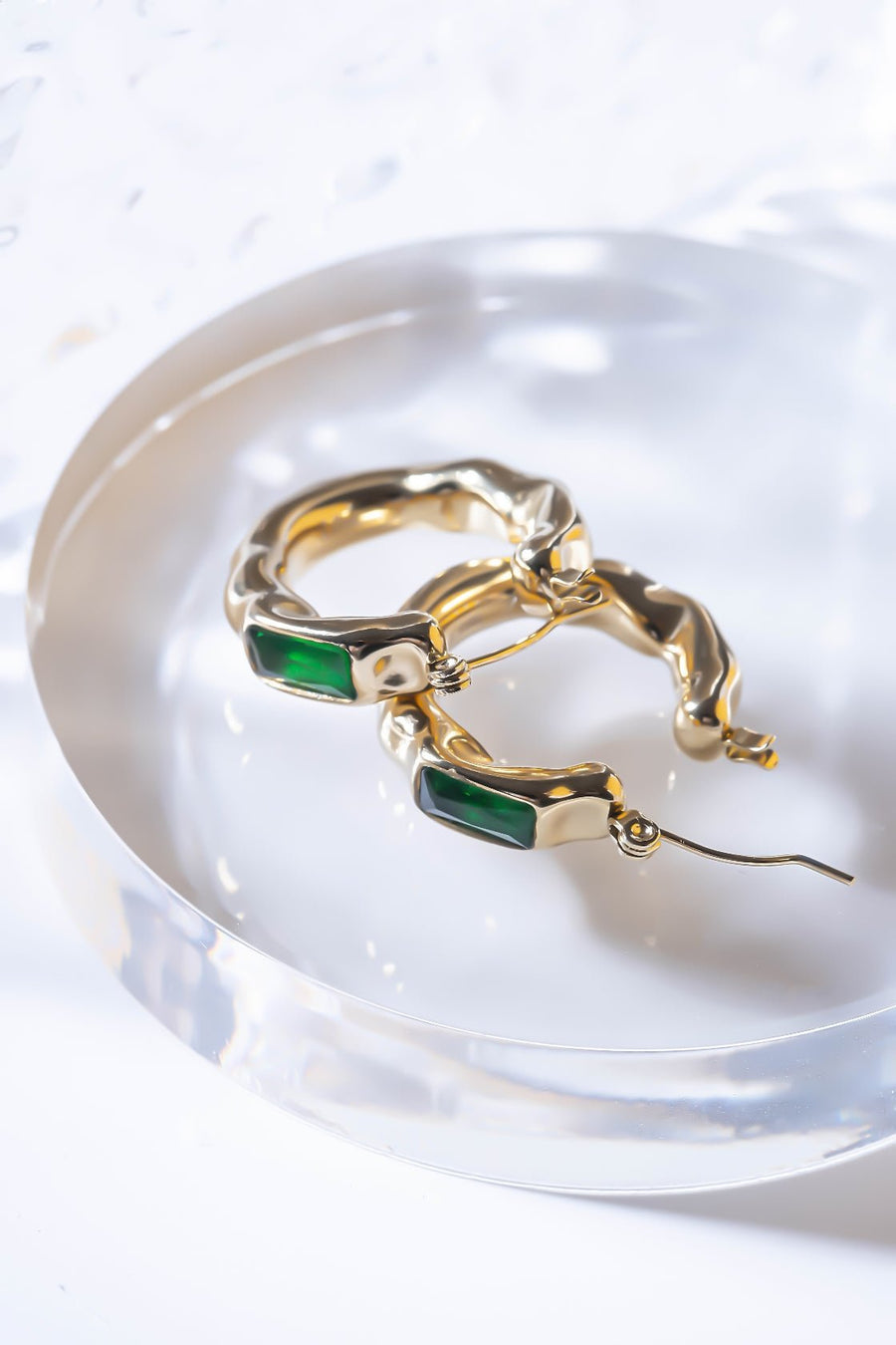 Liquid Metal & Emerald - Earring - Zinfu