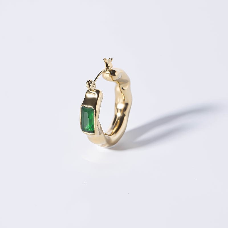 Liquid Metal & Emerald - Earring - Zinfu