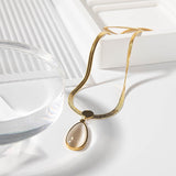 Moonlight Stone with Flattened Chain - Necklace - Zinfu