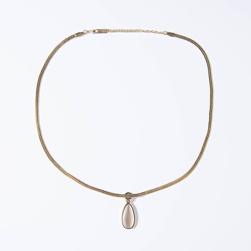 Moonlight Stone with Flattened Chain - Necklace - Zinfu