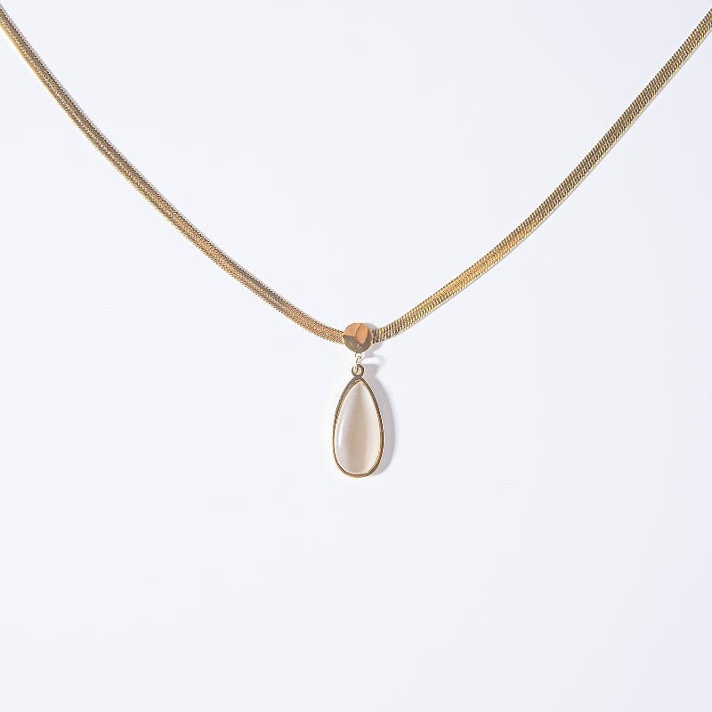 Moonlight Stone with Flattened Chain - Necklace - Zinfu