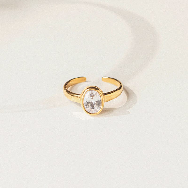 Oval Diamond Open Ring - Zinfu