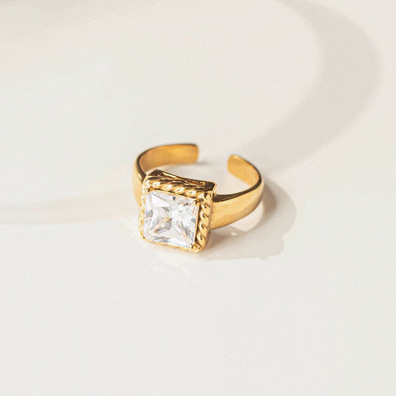 Square Diamond Open Ring - Zinfu