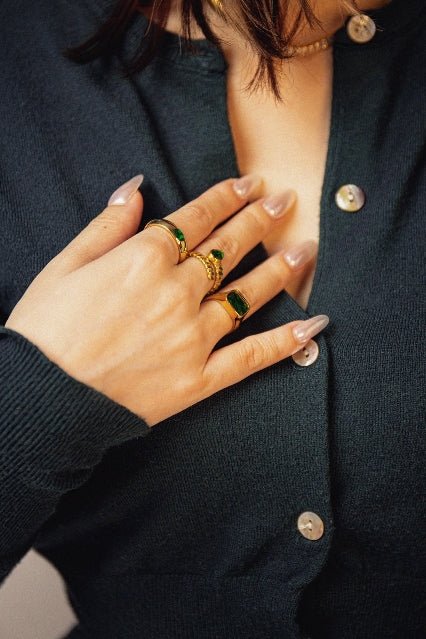 Vintage Squared Emerald Ring - Zinfu