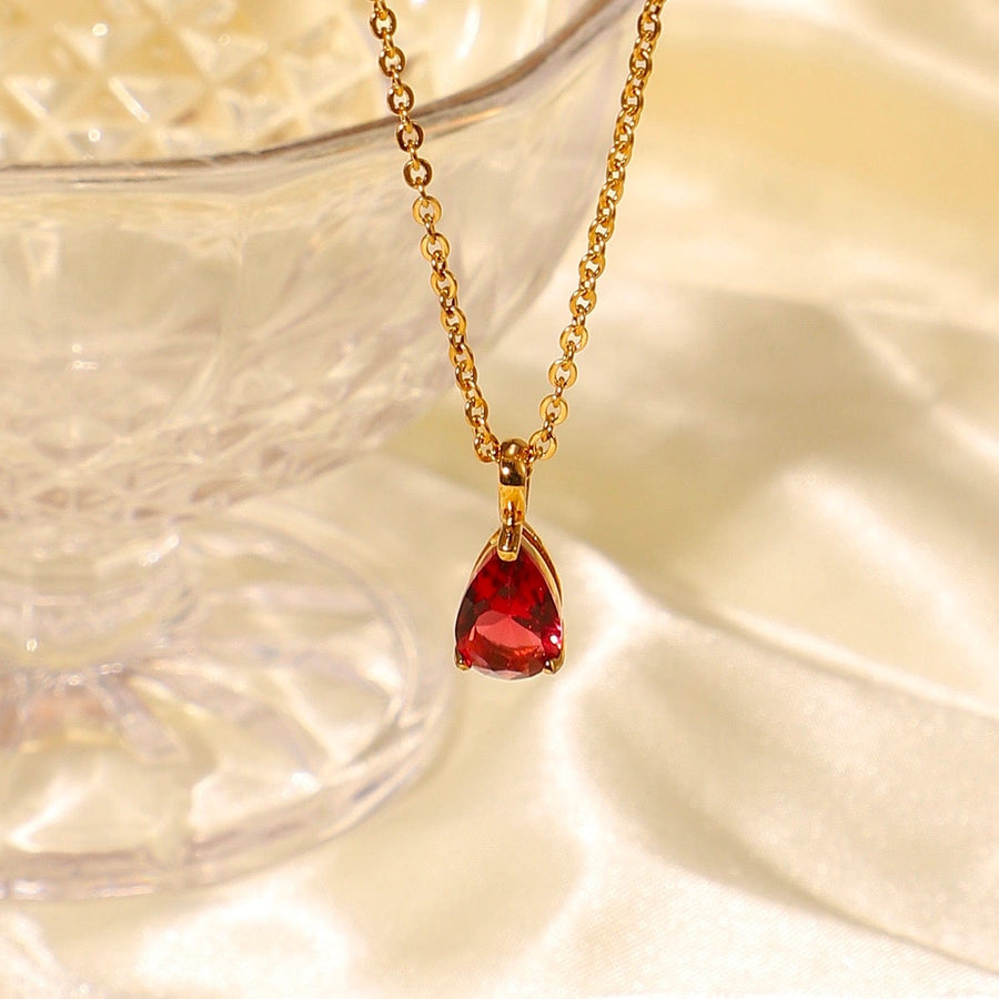 Necklace Zinfu Water drop Birthstone Necklace