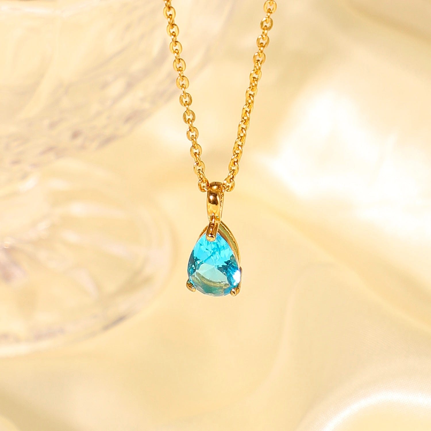 Necklace Zinfu Water drop Birthstone Necklace