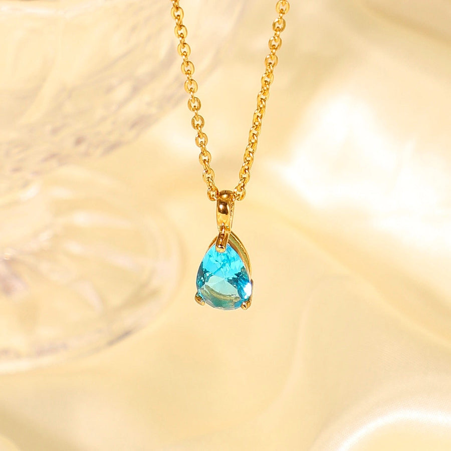 Necklace Zinfu Water drop Birthstone Necklace