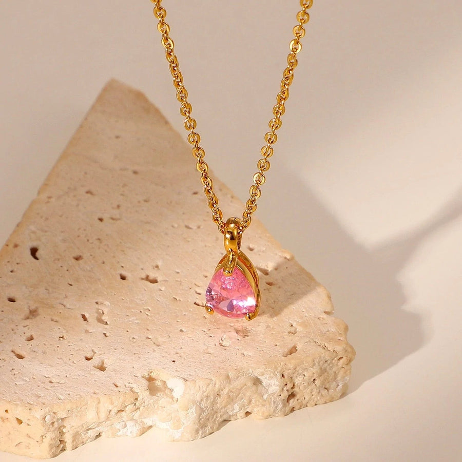 Water drop Birthstone Necklace - Zinfu