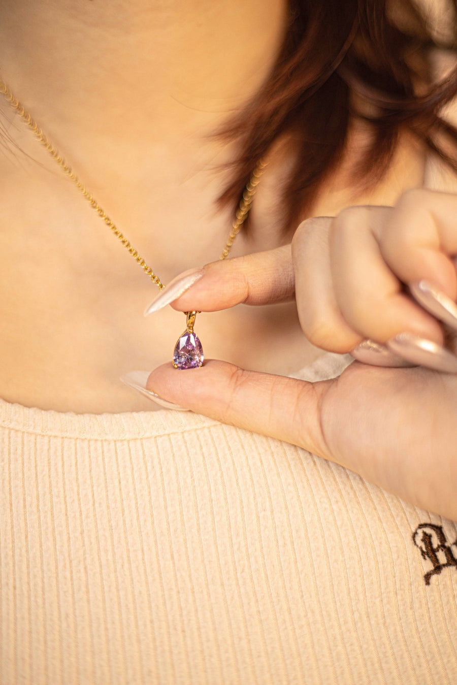 Water drop Birthstone Necklace - Zinfu