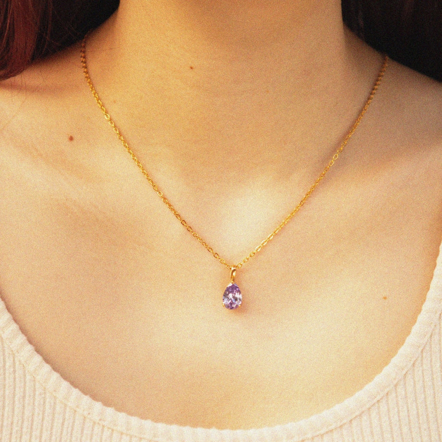 Necklace Zinfu Water drop Birthstone Necklace