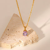 Necklace Zinfu Water drop Birthstone Necklace
