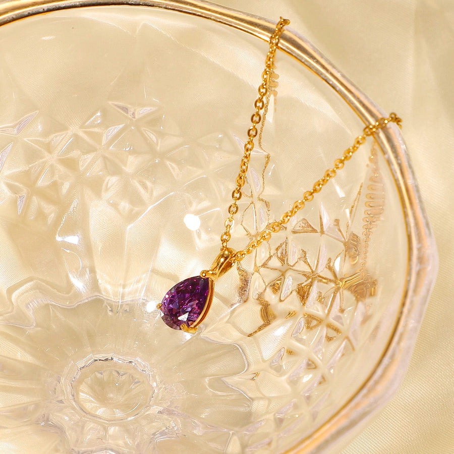 Necklace Zinfu Water drop Birthstone Necklace