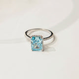 Zinfu S925 Zircon Mystics Ring Light Aquamarine - Zinfu